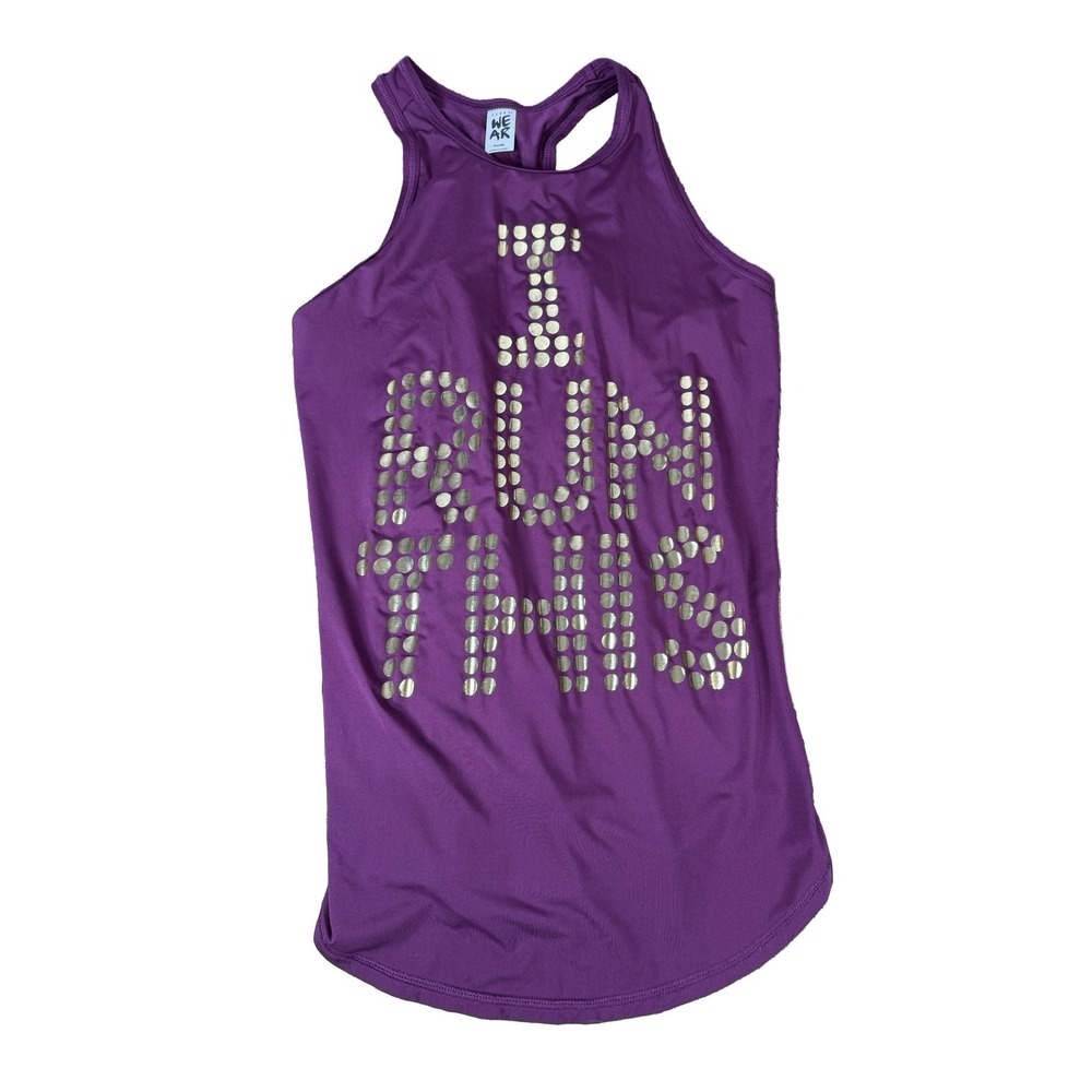Zumba I Run This Tank Top Racerback Gold Metallic Maroon L Lovely